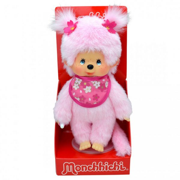 בובת מונצ'יצ'י ורודה בת עם סינר פרחוני 20 ס"מ